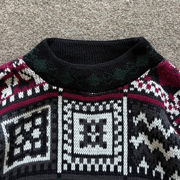 VTG Croquet Club Quilt Patchwork Pullover Mock Neck Sweater Knit Size L USA Made - Picture 3 of 11